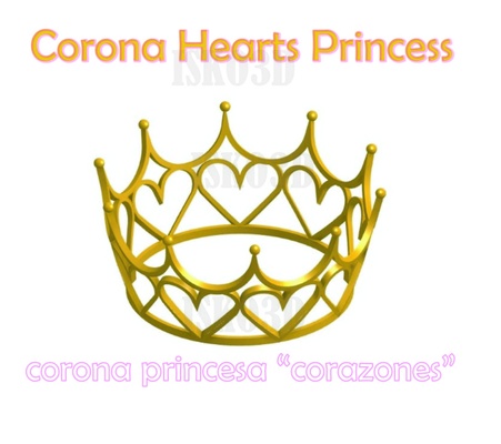 taç of kalpler prenses kraliçe gelin quinceanera kalp 3d print model - Mito3D