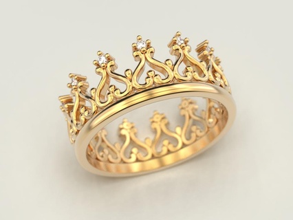crown ring 6 king jewelry print 3dprinted jewellery printable rings design jewel golden fashion printabl printing gold prototyping silver wedding 3d print model - Mito3D