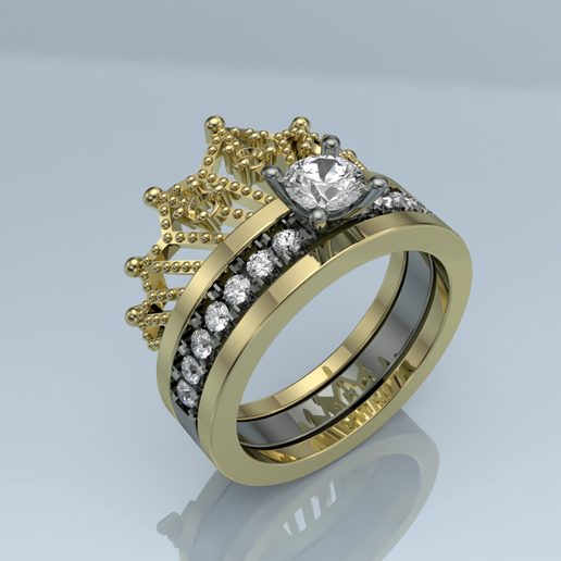 Krone Solitär Ring Schmuck 15 fein 3D print model - Mito3D