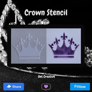 crown stencil lines airbrush cor template pattern painting art prince princess king queen 3d print model - Mito3D