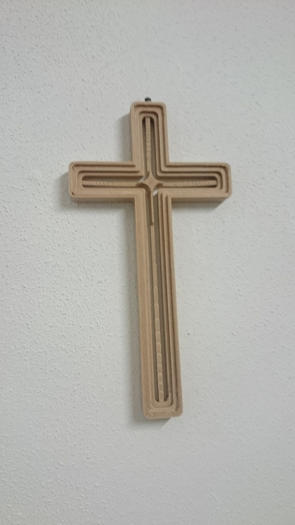 crucifix christian cross religion pendant religious wall decoration wood art 3D print model - Mito3D