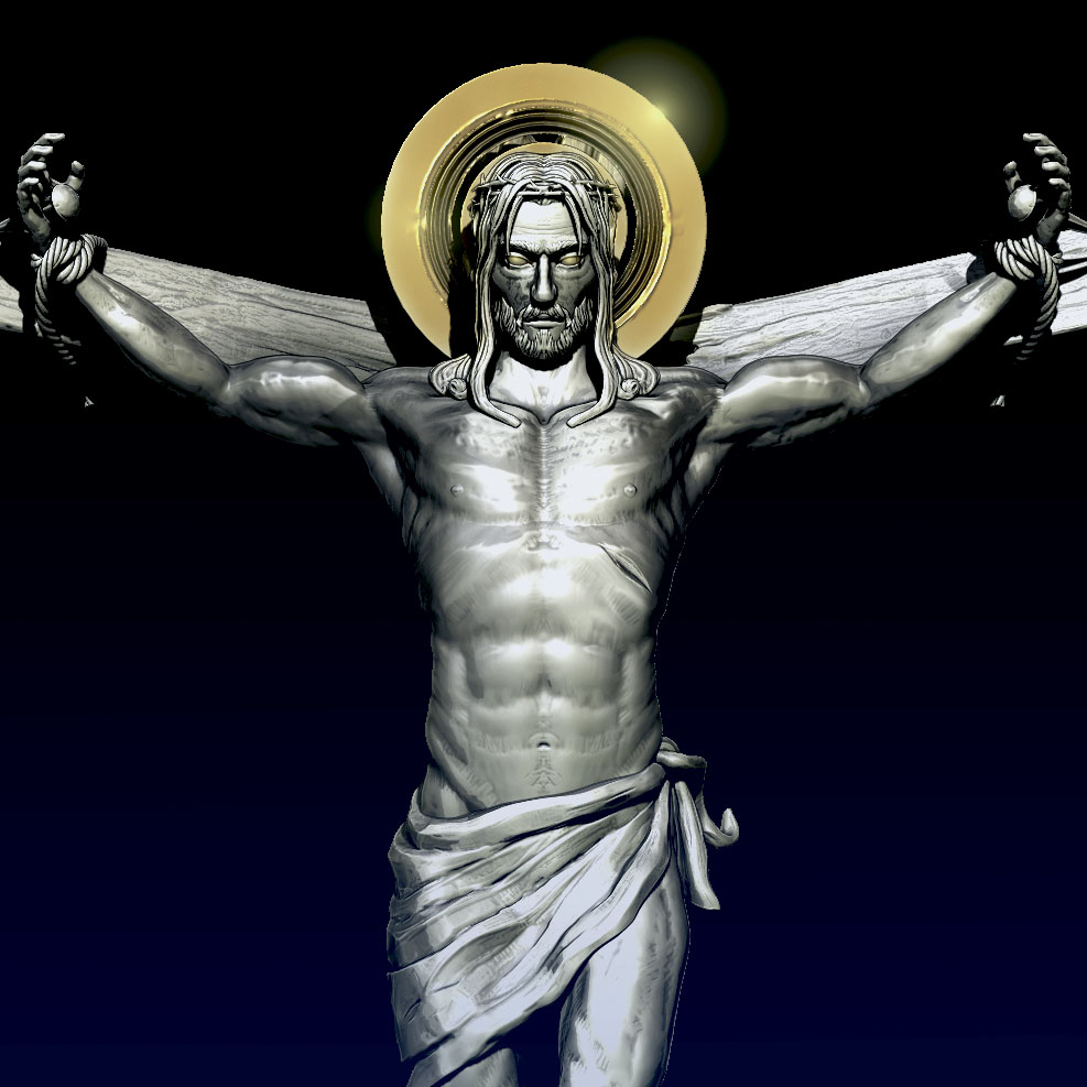 crucifix résurrection Jésus Christ sculpture traverser Pâques mur décoration 3D print model - Mito3D
