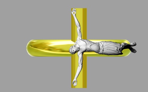 crucifijo anillo crucifixión Jesús stl expediente modelo cnc enrutador croce3dlittle Cristo litofano litofania alivio prominencia 3D print model - Mito3D
