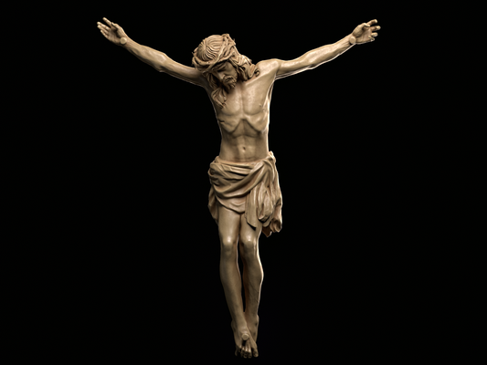 crucifix statue - jesus christ sculpture art cross messiah bible savior salvation bust realistic faith holy spirit divine redeemer christian christianity redemption 3d print model - Mito3D