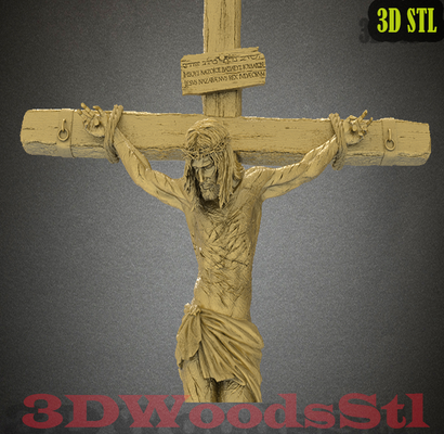 crucifixion of jesus christ on cross stl 3d model relief wall decor cnc router engraver artcam aspire files art woodworking digital resin filament wood carving carve maker file 3d print model - Mito3D