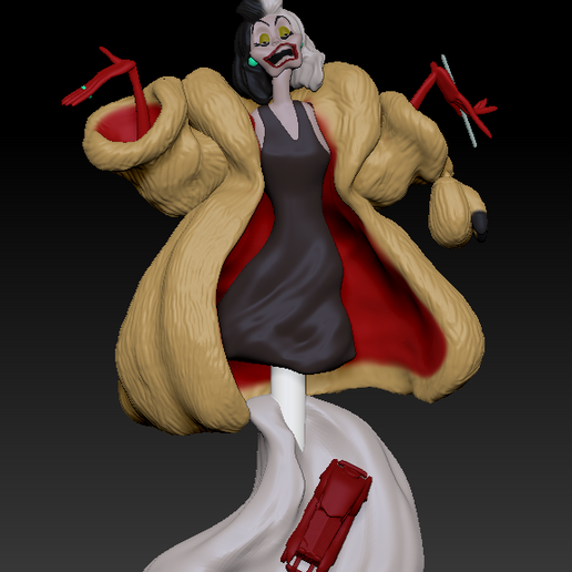 Cruella vil 101 dálmatas Admirador arte 3D print model - Mito3D