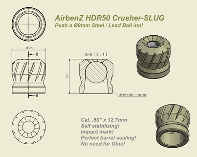 crusher slug hdr50 50 ammunition bullets umarex defence t4e 3d print model - Mito3D