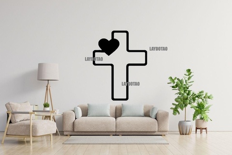 cruz Jesus coração deco casa Deus fe decoracion 3d print model - Mito3D