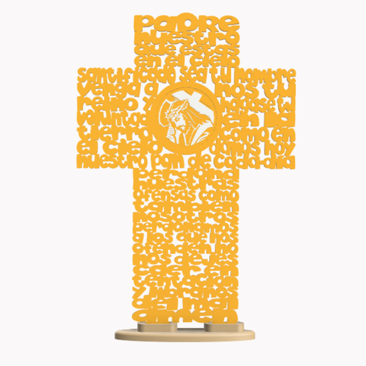 cruz oraci del padre madera religião Jesus detalhe religioso viral Amém hogar oficina 3D print model - Mito3D