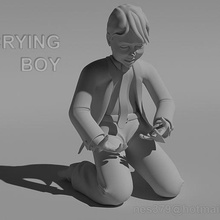 chorando Garoto criança choro sofrimento sentimentos arte 3d print model - Mito3D