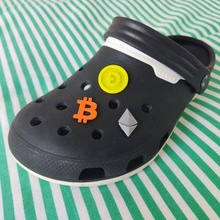 crypto pin collection - croc charm btc eth doge gadget sandals topper bitcoin etherum dogecoin 3d print model - Mito3D