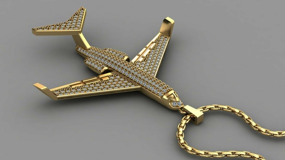 crystal big aviation pilot miniature airplane aircraft plane travel necklace jewelry 3dm stl 3d print model - Mito3D