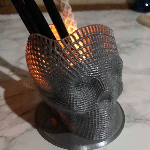 crystal core wireframe skull tea light container fixed flat base easy print 3D print model - Mito3D