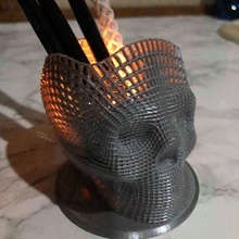 crystal core wireframe skull tea light container fixed flat base easy print 3d print model - Mito3D