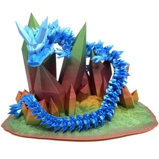 crystal display stand articulated dragons Art dragon holder crystals showcase 3d print model - Mito3D