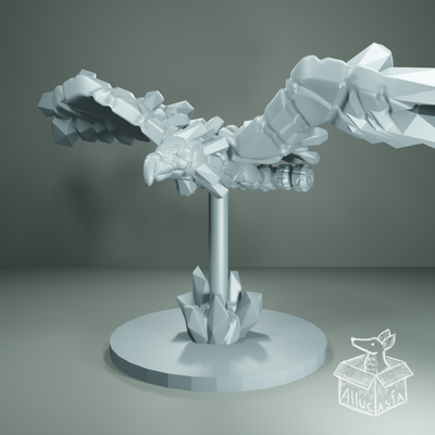 crystal eagle messenger stone tribe game rock gem jewel rpg miniature tabletop character bird flying wing scroll mail letter 3d print model - Mito3D