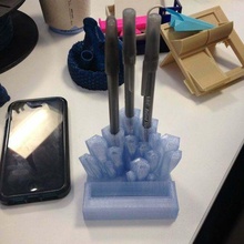 crystal pen holder iphone stand bic 4 5 office 3d print model - Mito3D