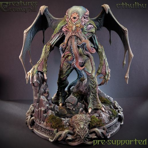 cthulhu Drachen Charakter Skulptur Kreatur Lovecraft Monster Rollenspiel Krake Mini Miniatur Sammlerstück eldritch mythos Fantasie Grusel kaiju vorausgesetzt dnd Mansionen Miniaturen Figuren Tod sterben 3D print model - Mito3D