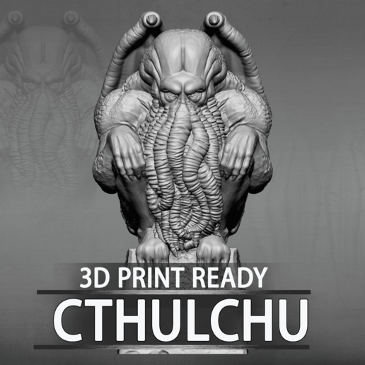 cthulhu modelo 3d art lovecraft kutulu lovecraftian monster horror carácter otros de la fantasía estatuilla criatura las miniaturas 3dprint imprimible ktulu sls sla abs pla 3D print model - Mito3D