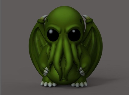 cthulhu chibi art toy print moster supports character lovecraft 3d print model - Mito3D