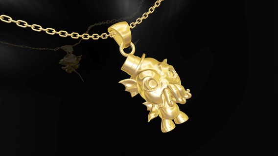 cthulhu gold pendant jewelry 3d print model Jewelry lovecraft luxury art sculpt 3dprint zbrush design sculpture jewel necklaces 3d print model - Mito3D