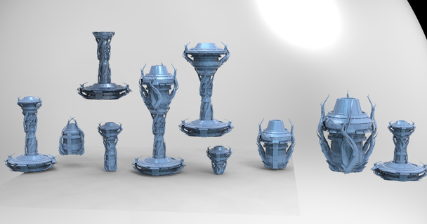 Cthulhu oceano sci fi torres coleção 3d print model - Mito3D