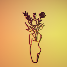 cuadro estetico mujer arte silueta hogar casa donna flores fiori plantas impianti 3d print model - Mito3D