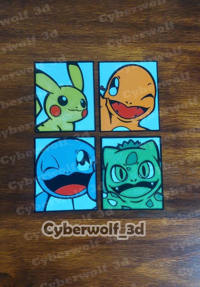 image pokémon initiales pikachu charmander gicler bulbasaur bijoux cuadro 3d print model - Mito3D