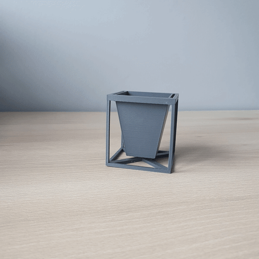 kubisch Vase Würfel Design Blume Topf 3D print model - Mito3D