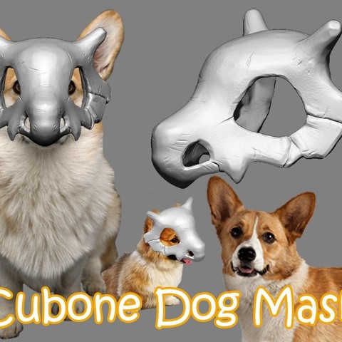 cubone dog mask home corgi pet pokemon 3D print model - Mito3D