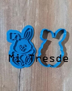 cuddly bunny rabbit sweet cuddle cookies cutter marker stamp cutting cookie clay fondant porcelain 3d print model - Mito3D