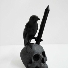 cuervo arte Corvo cranio calaca vettore matite matita penna supporto titolare 3d print model - Mito3D