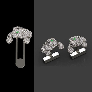cufflinks hairpin tie clip bracelet panther pantera panthera panter ring pendant earrings 3d print model - Mito3D