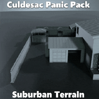 culdesac panic pack - suburban terrain house tabletop wargaming miniature scenery rural suburb garage neighborhood rpg 3d print model - Mito3D