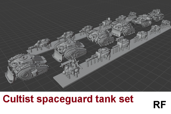cultista guarda espacial tanque conjunto 6mm 10mm escala modelos jogos épico caos exército veículos guerra futuro miniatura 3d print model - Mito3D