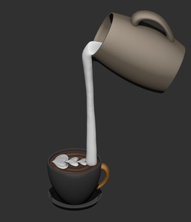 copo xicara líquido decoração decora arte Caf leite 3d print model - Mito3D