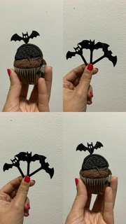 cupcake topper x3 bat muffins 3d print model - Mito3D