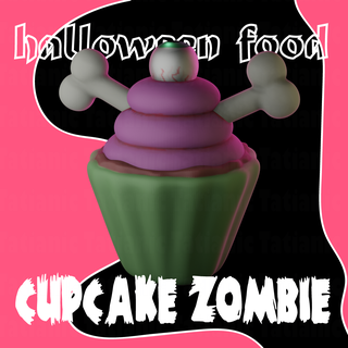 cupcake zombie halloween terror magical magic eye creepy art food dessert keychain 3d print model - Mito3D
