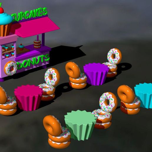 cupcakes & donuts bakery 3D print model - Mito3D
