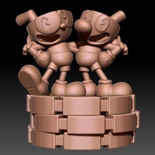 cuphead mugman kingdice video game casino poker animated warner disney cup mug dice luck art sculptures 3d print model - Mito3D