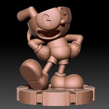 cuphead mugman re video gioco casinò poker animato ammonitore disney tazza dado fortuna arte netflix figurine 3d print model - Mito3D