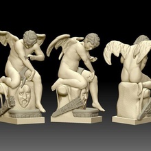 Cupido estatua mariposa Arte Eros ángel niño amor 3d print model - Mito3D