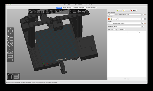 cura slic3r prusaslicer ender 3 model bed creality ender3 frame software stl 3d printers 3d print model - Mito3D