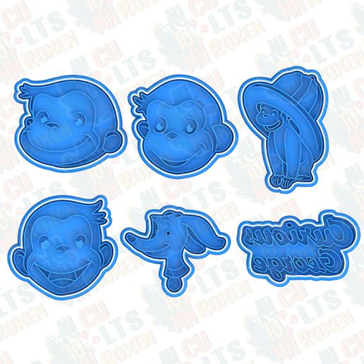 curious george cookie cutter set 6 3D print model - Mito3D