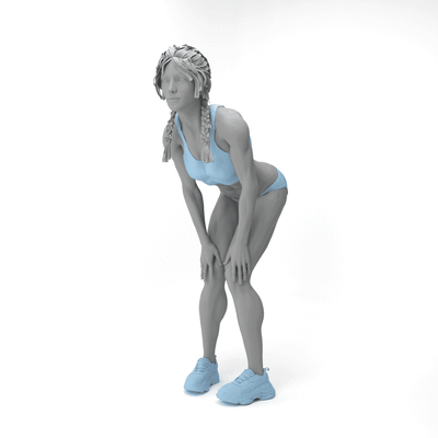 curioso ragazza in piedi sport figura realistico muscoli donna anatomia viso emozioni 3d print model - Mito3D