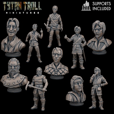 curse of strahd - mini bust pack 11 pre-supported game dnd fantasy miniatures minis creepy barovia rose doru thorn donovich presupported 32mm wereboar 3d print model - Mito3D