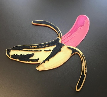 amaldiçoado banana pop arte Andy Warhol inspirado chaveiro objeto imagem Rosa chaveiros 3d print model - Mito3D