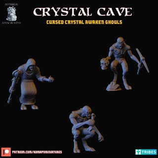 cursed crystal awaken ghouls undead tabletop miniatures wargames dnd ghoul zombie creepy necro graveyard cave 3d print model - Mito3D