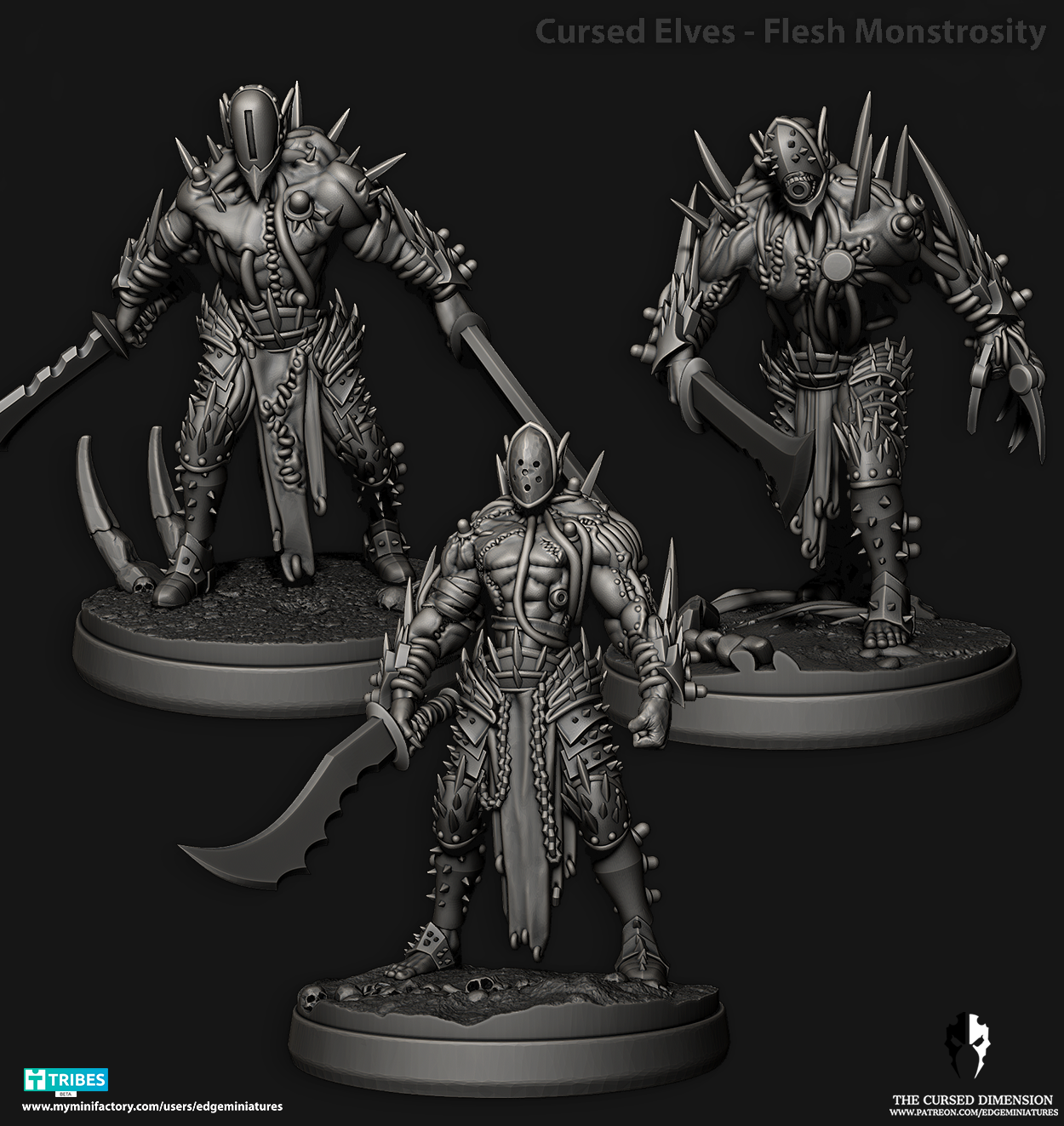 cursed elves 20 - flesh monstrosities wargaming dark eldar aeldar elf wizard wrack drukhar war hammer 3D print model - Mito3D