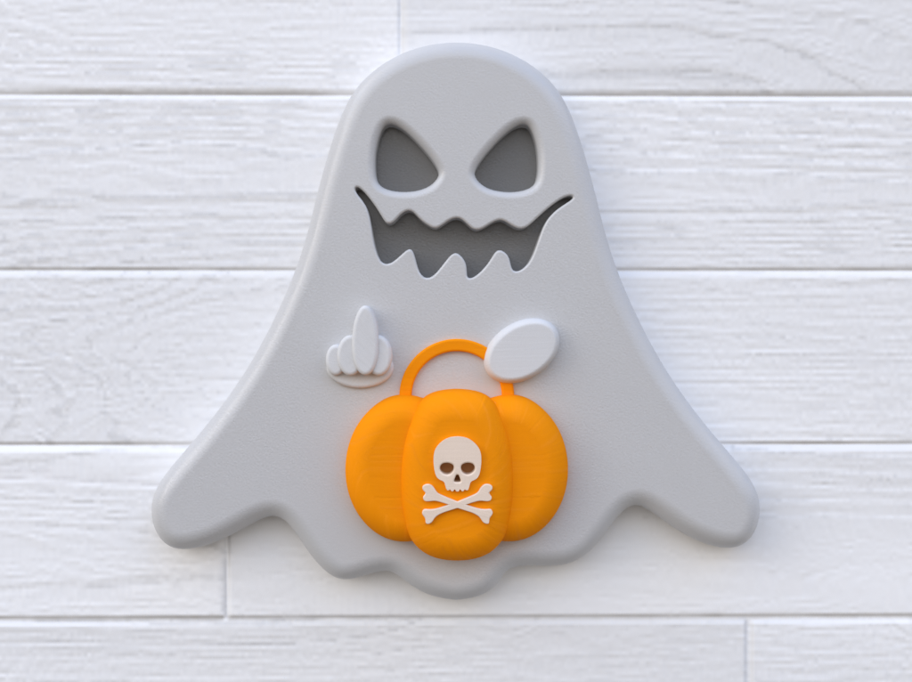 maudit fantôme insultant ornement cc copyright Licence ornements fin Halloween sorcière journée décorations calbazas morte 3D print model - Mito3D